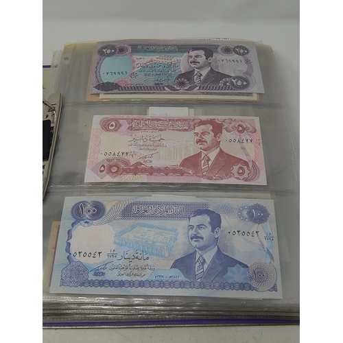 82 - A large collection of World Banknotes housed in folder, many good countries and ranges included Iraq... 