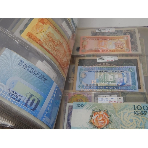 82 - A large collection of World Banknotes housed in folder, many good countries and ranges included Iraq... 