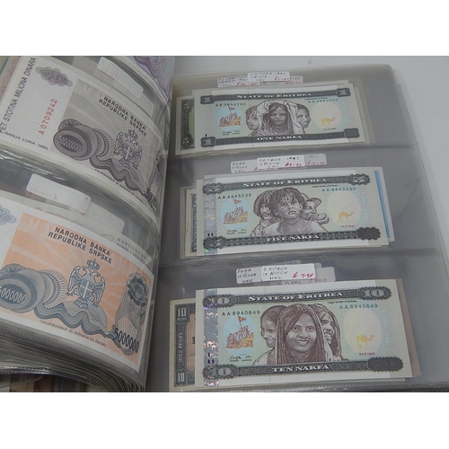 82 - A large collection of World Banknotes housed in folder, many good countries and ranges included Iraq... 