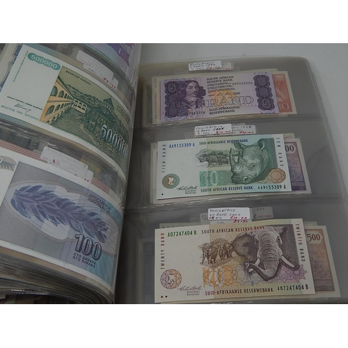 82 - A large collection of World Banknotes housed in folder, many good countries and ranges included Iraq... 