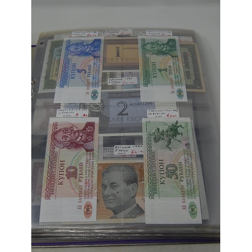 82 - A large collection of World Banknotes housed in folder, many good countries and ranges included Iraq... 