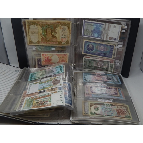 93 - Large Collection of World Banknotes housed in 2 x folders many interesting Countries noted, mixed co... 