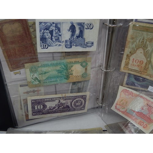 93 - Large Collection of World Banknotes housed in 2 x folders many interesting Countries noted, mixed co... 