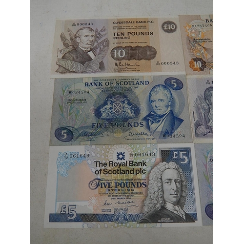 96 - Clydesdale Bank Five Pounds and Ten Pounds notes signed by Cole Hamilton; Bank of Scotland Ten Pound... 