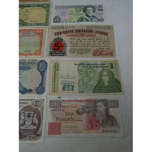 101 - Great Universal Stores 5 Shillings voucher; Ireland 10 Shilling Banknote 1950; Ireland One Pound Ban... 