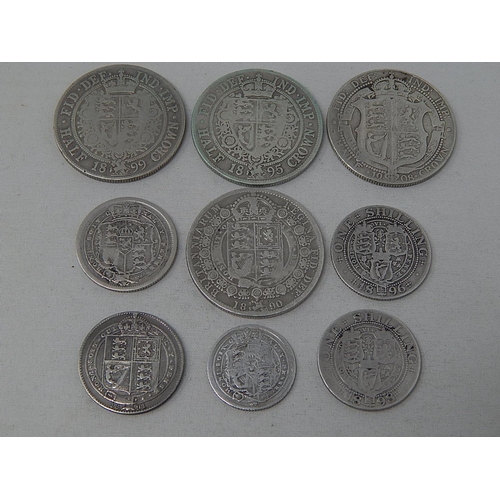 127 - Victoria Silver Halfcrown 1890, 1895, 1899; George III Silver Shilling 1816; Victoria Silver Shillin... 