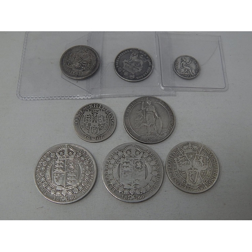 136 - George III Silver Shillings 1816, 1826; Victoria Silver Groat 1854; Victoria Silver Shilling 1896; V... 