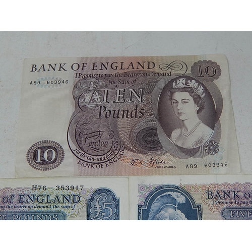 137 - Bank of England White £5 Note dated 1956; J S Fforde Ten Pound Note; 2 x L K O'Brien 