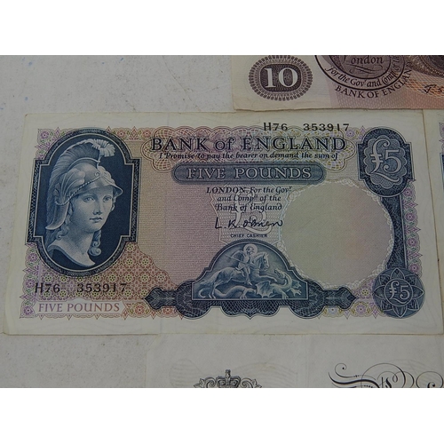 137 - Bank of England White £5 Note dated 1956; J S Fforde Ten Pound Note; 2 x L K O'Brien 