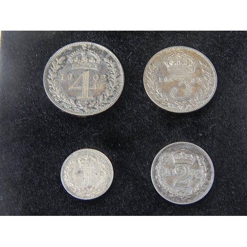 154 - Edward VII Maundy Set 1902 in Royal Mint Maroon Crested case