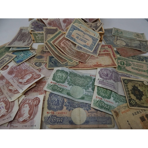 172 - Vintage Cigar Box full of British and World banknotes