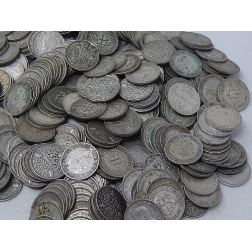 182 - 351 x Silver Threepenny Pieces