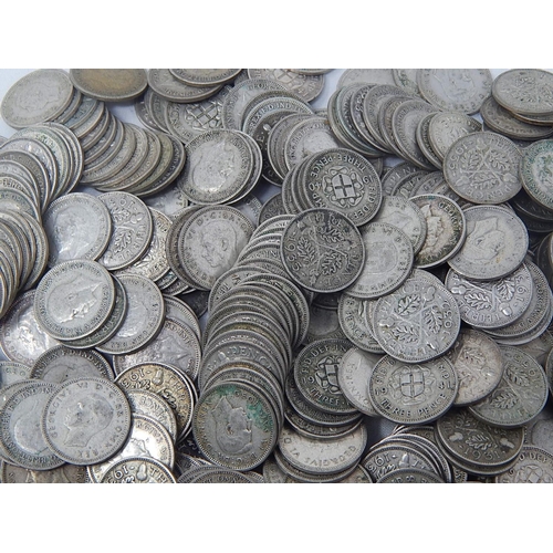 182 - 351 x Silver Threepenny Pieces