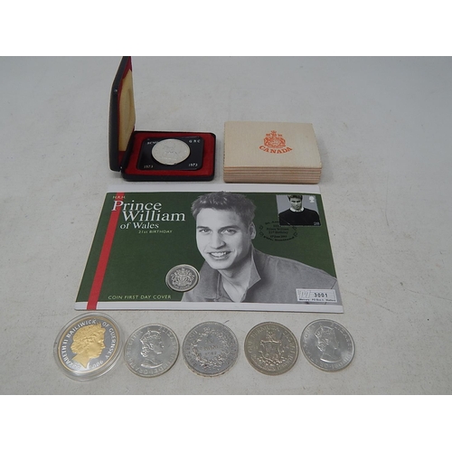 183 - 2003 Silver Proof Pound coin on Prince William First Day Cover; Guernsey Proof Silver 22ct Gold Enha... 