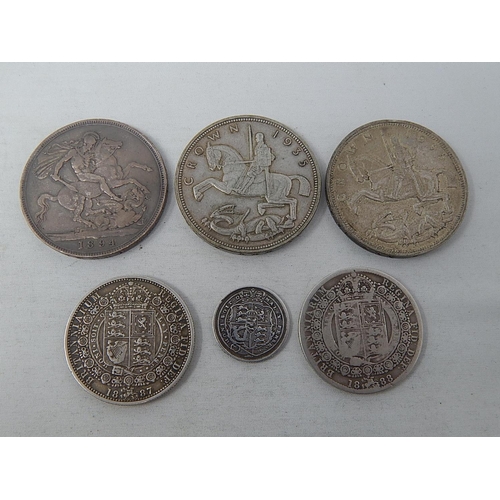 189 - George III Silver Sixpence 1816; Victoria Jubilee Head Halfcrowns 1887, 1888; Victoria Veil Head Sil... 