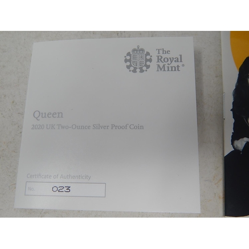 193 - Queen 2020 Silver 2 Ounce Proof Coin in Royal Mint case with COA (only 500 issued) and sold out at R... 