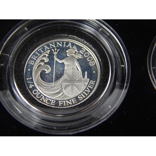 195 - The 2008 UK Britannia Four-Coin Silver Proof Set in Royal Mint case of issue with COA