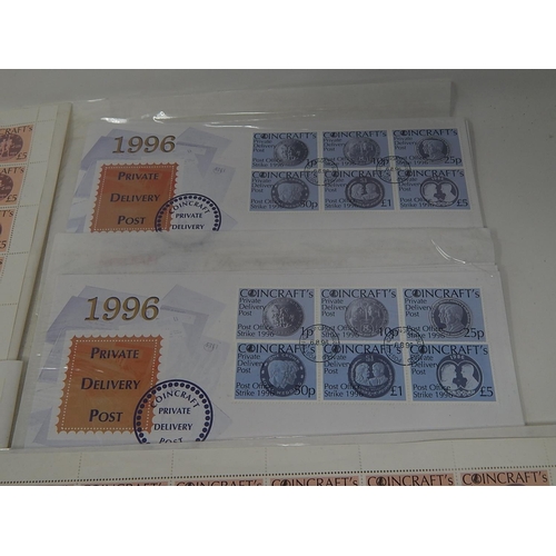 197 - Collection of 1996 Coincraft Private Delivery Post sheets of stamps and covers to £5 High Value, bec... 