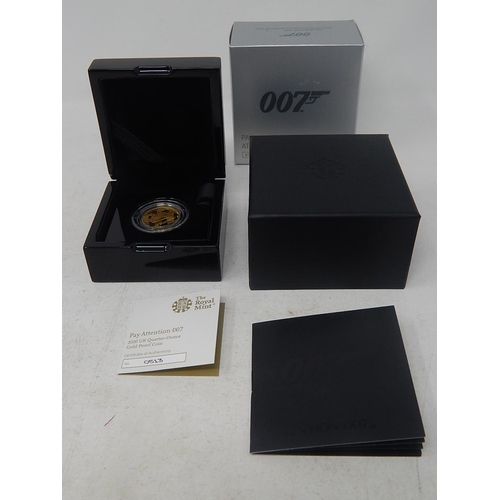 200 - James Bond 007 1/4 Ounce Gold Proof 2020 PAY ATTENTION 007 (sold out at Royal Mint)