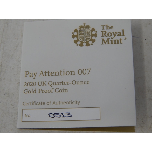 200 - James Bond 007 1/4 Ounce Gold Proof 2020 PAY ATTENTION 007 (sold out at Royal Mint)