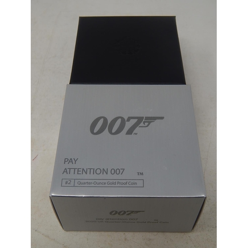 200 - James Bond 007 1/4 Ounce Gold Proof 2020 PAY ATTENTION 007 (sold out at Royal Mint)