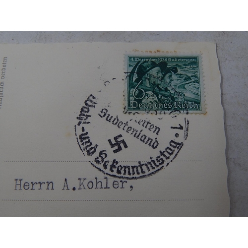 201 - Germany Third Reich Adolph Hitler post card with 21 September 1938 Swastika handstamp; Adolph Hitler... 