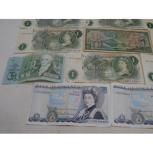 266L - Banknotes: £5 Notes (3) £1 Notes (15)