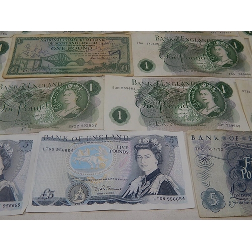 266L - Banknotes: £5 Notes (3) £1 Notes (15)