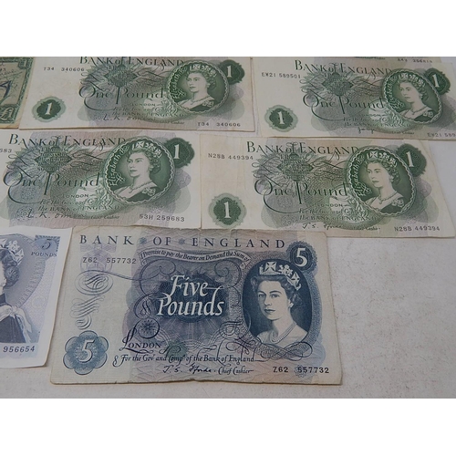 266L - Banknotes: £5 Notes (3) £1 Notes (15)