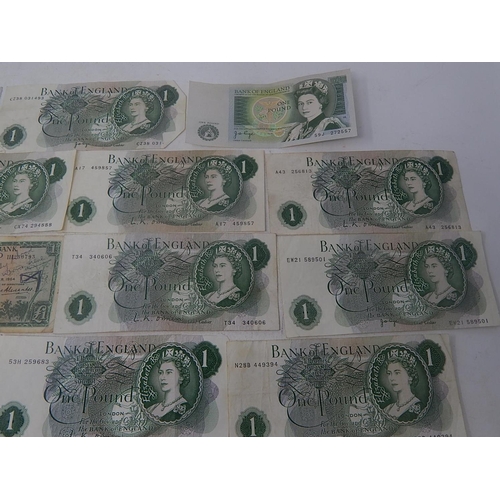 266L - Banknotes: £5 Notes (3) £1 Notes (15)