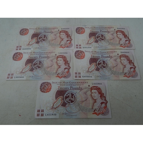 266R - Isle of Man £20 Notes (5)