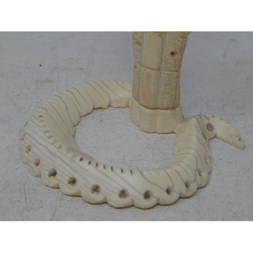 798 - Late C19th Carved Ivory Candlestick: Measures 17cm high