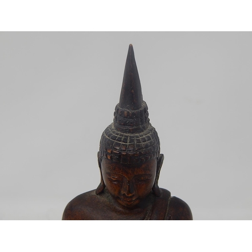 799 - Wooden Figure of Buddha: Measures 18.5cm high