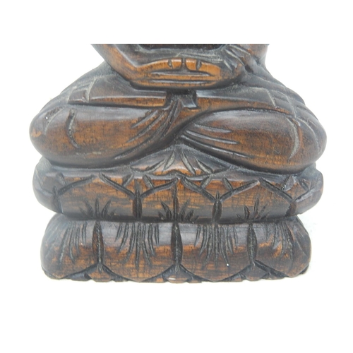 799 - Wooden Figure of Buddha: Measures 18.5cm high