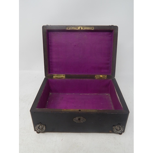 808 - Georgian Wooden Jewellery Box: The Top with painted horse and the exterior with cast metal horseshoe... 