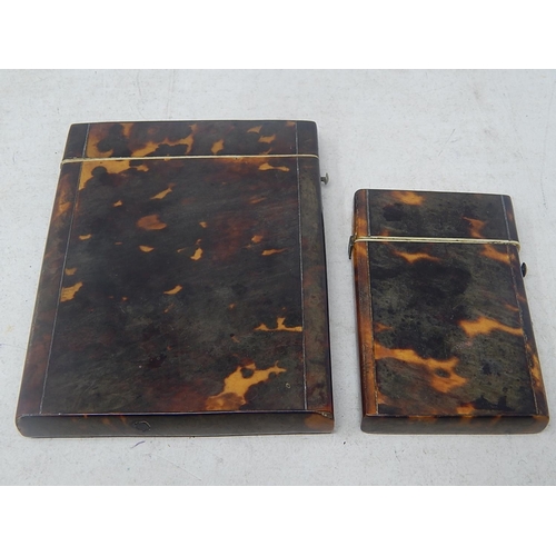 814 - Two C19th Tortoiseshell Card Cases: The Largest Measuring 12cm high