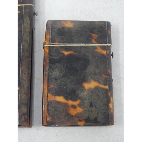 814 - Two C19th Tortoiseshell Card Cases: The Largest Measuring 12cm high