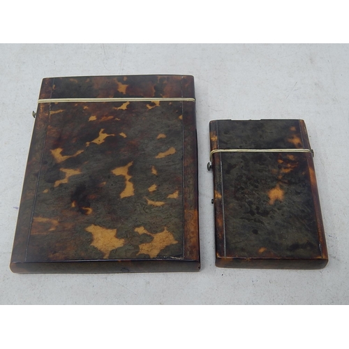 814 - Two C19th Tortoiseshell Card Cases: The Largest Measuring 12cm high