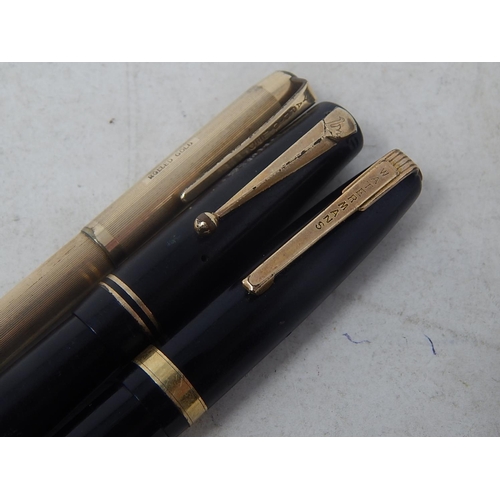 817 - Two Fountain Pens with Gold Nibs together with a rolled gold pen.