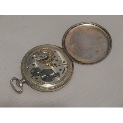 363H - Cyma Prima Silver Gentleman's Top Wind Pocket Watch: Working when catalogued