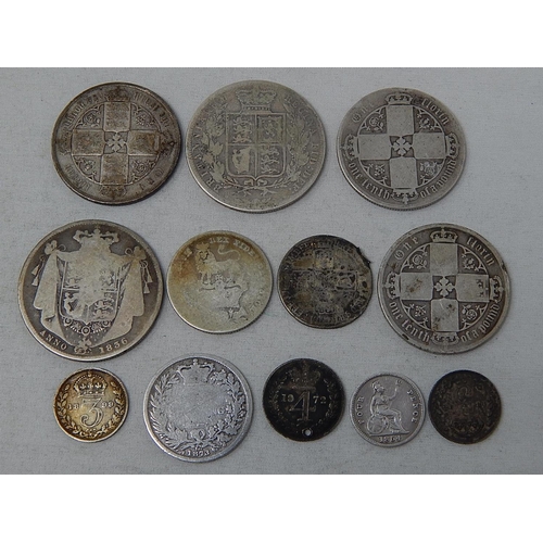 38 - George II Silver Sixpence 1750; William IV Silver Halfcrown 1836; Victoria Silver Halfcrown 1883; Vi... 