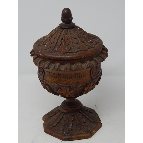 171 - Wood carved urn