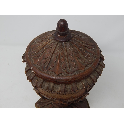 171 - Wood carved urn