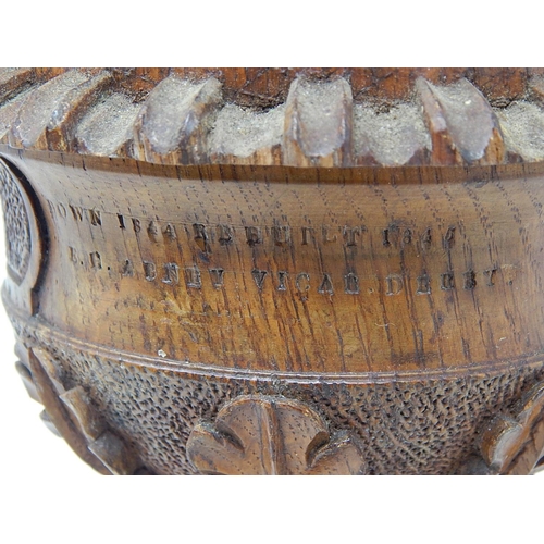 171 - Wood carved urn