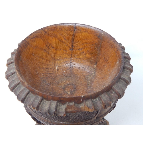 171 - Wood carved urn