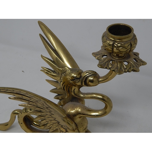 178 - Brass Dragon Candle Holder