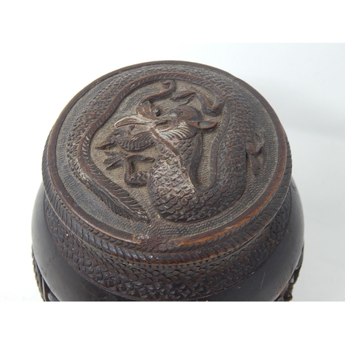 179 - Wood carved Dragon Pot