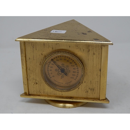 180 - Brass 3 Faced Clock/Thermometer/Weather Dial