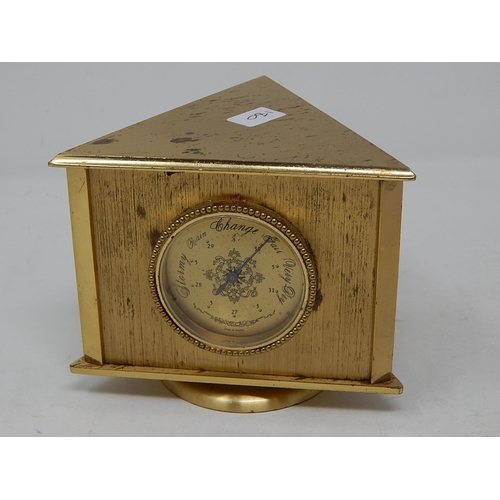 180 - Brass 3 Faced Clock/Thermometer/Weather Dial