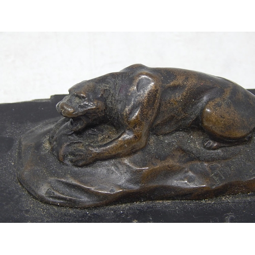 287 - Small Bronze Sculpture of Wild Cat in hunting pose: Signed F. Brook Hitch